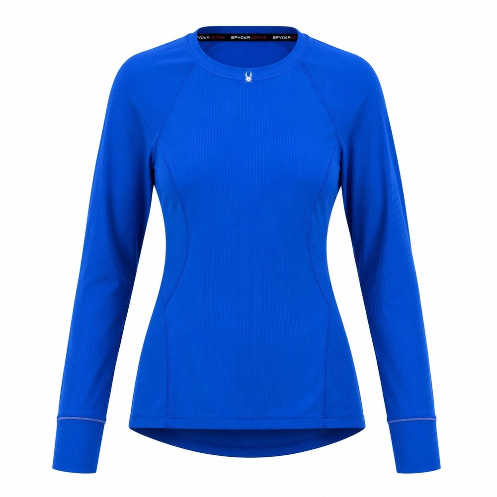 Spyder Active Royal Blue Ribbed Long Sleeve Thumbhole top biker outdoor gorpcore